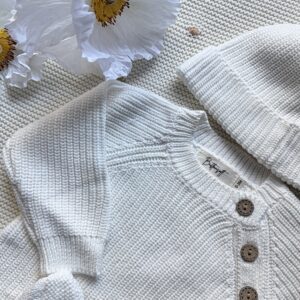 Knit Sweater Romper Set - Cream