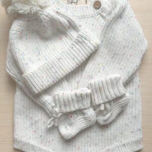 Knit Sweater Romper Set - Speckled