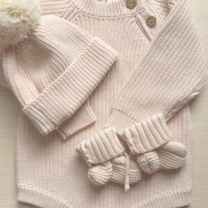 Knit Sweater Romper Set - Dusty pink