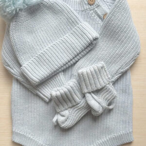 Knit Sweater Romper Set - Baby blue