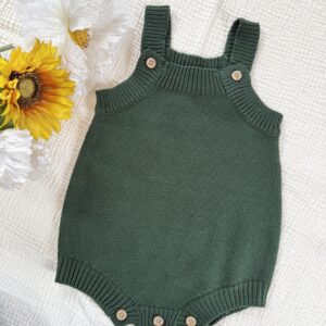 Knit tank Romper- Forest Green