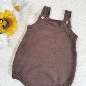 Knit tank Romper- Brown