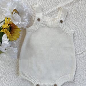 Knit tank Romper- Cream